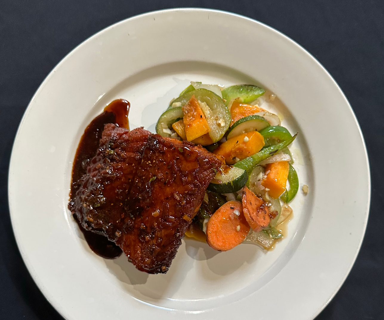 Bourbon Glazed Salmon.