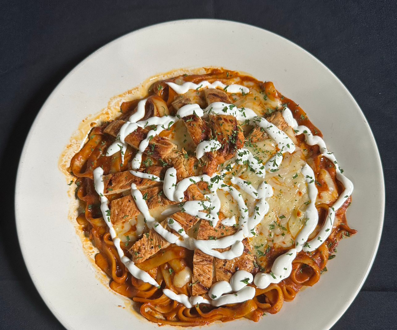 Chicken chipotle pasta (spicy).