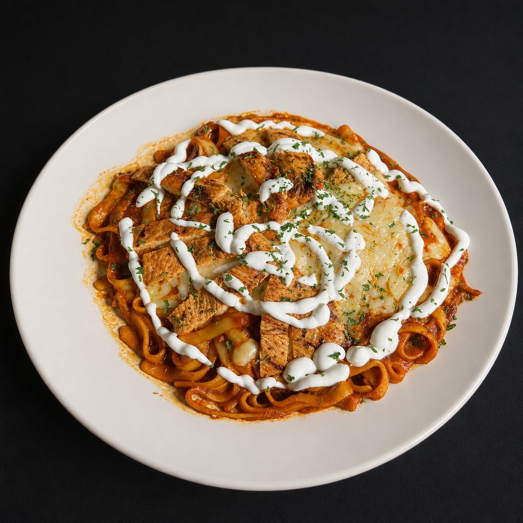 Chicken chipotle pasta (spicy).