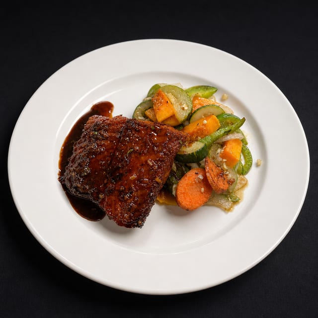 Bourbon Glazed Salmon.